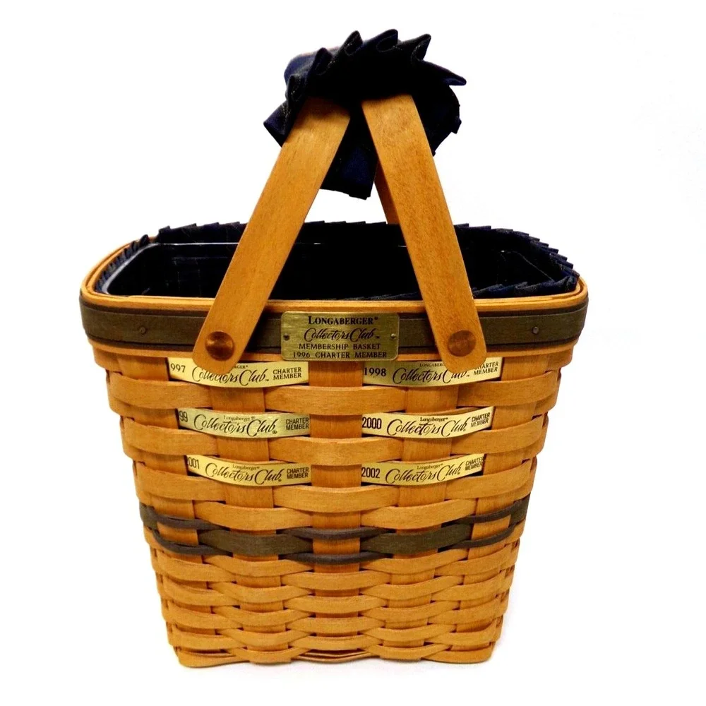 Longaberger Collectors Club Membership Basket 1996 Charter Member Liner Protecto